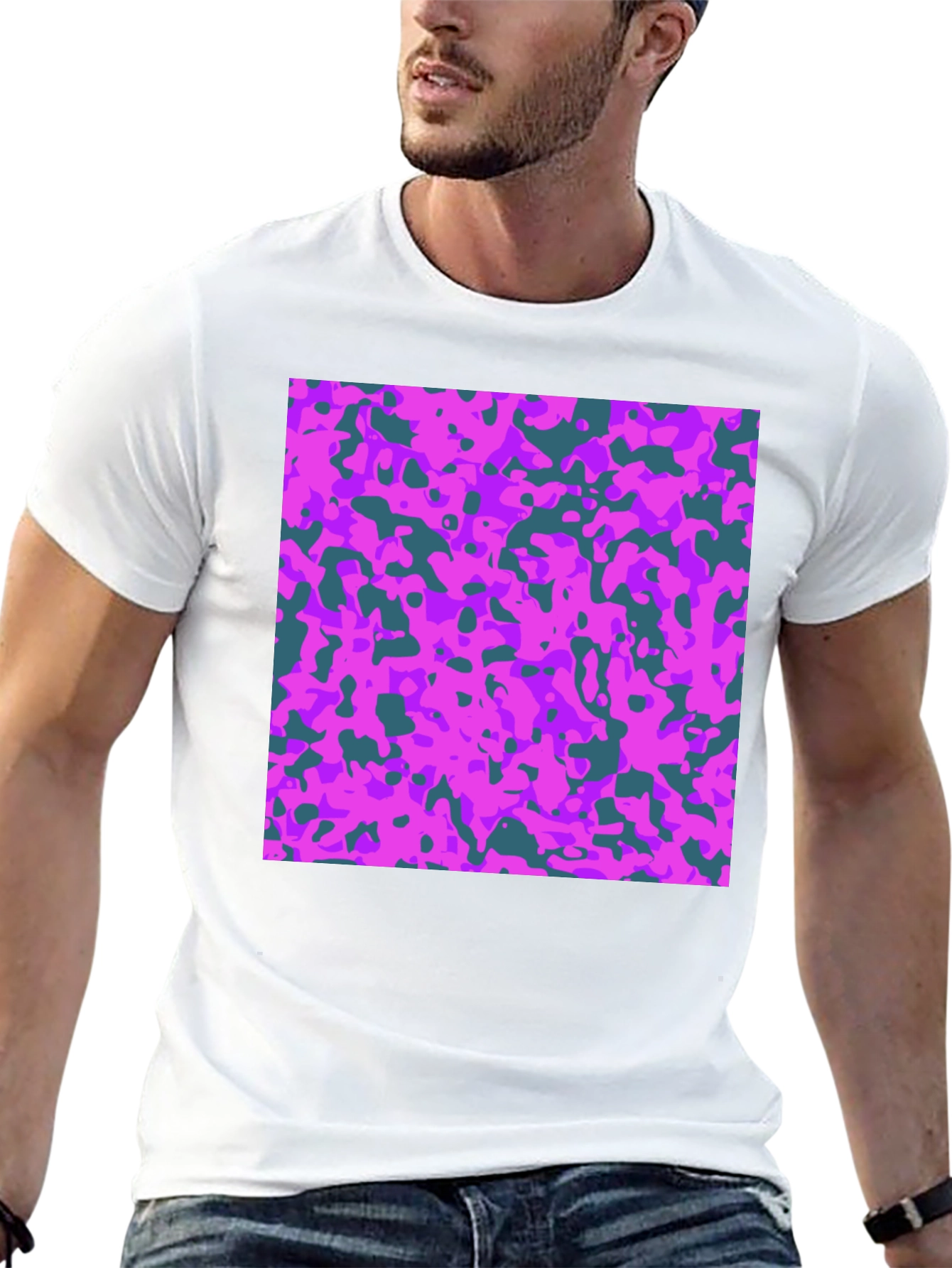 Abstract Camo Print Tee - Black