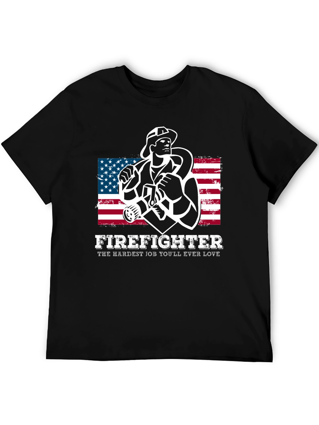 Firefighter Graphic T-Shirt - American Flag Design
