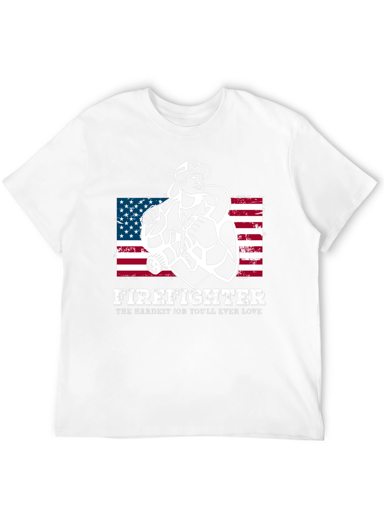 Firefighter Graphic T-Shirt - American Flag Design