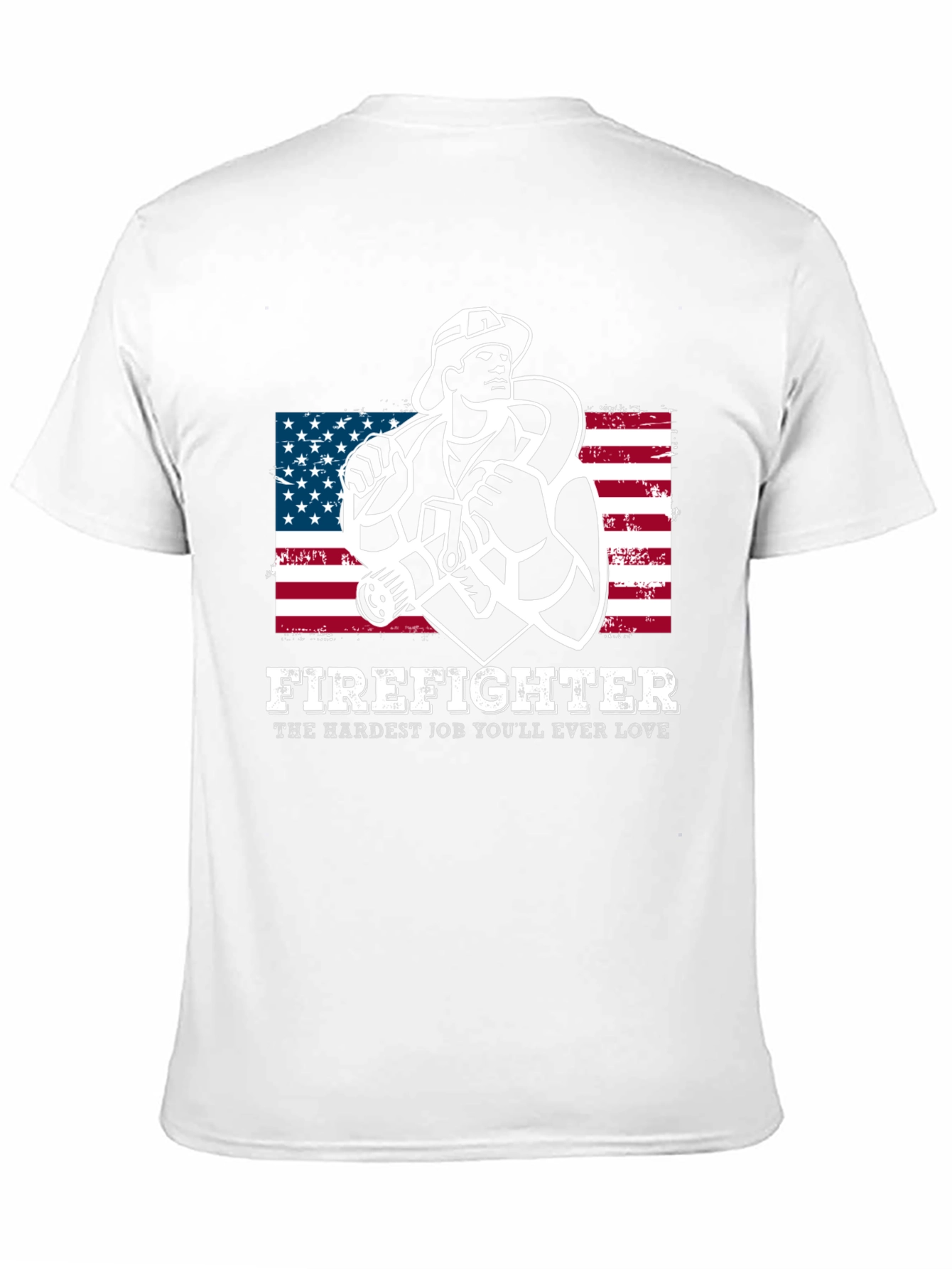 Firefighter Graphic T-Shirt - American Flag Design