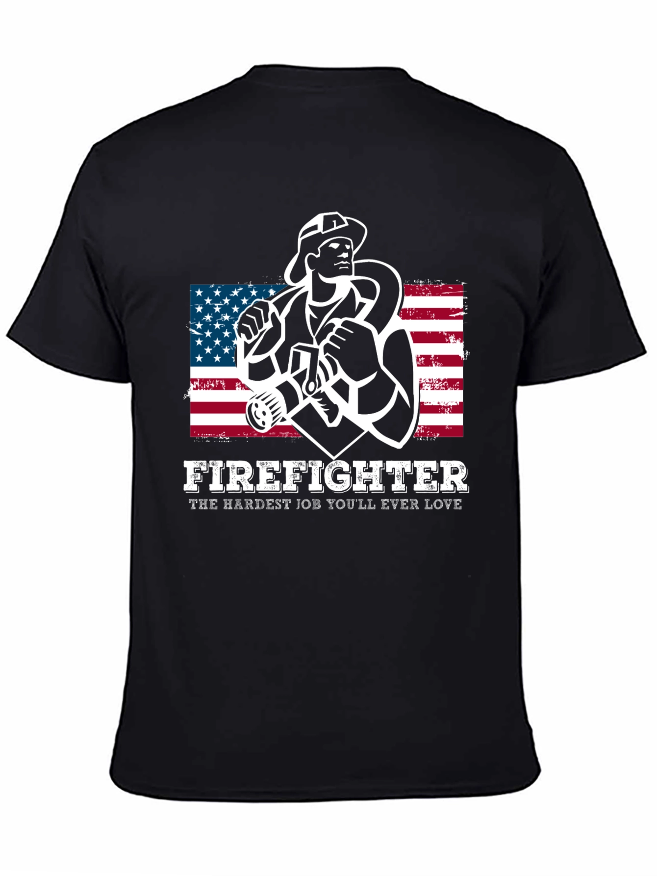 Firefighter Graphic T-Shirt - American Flag Design