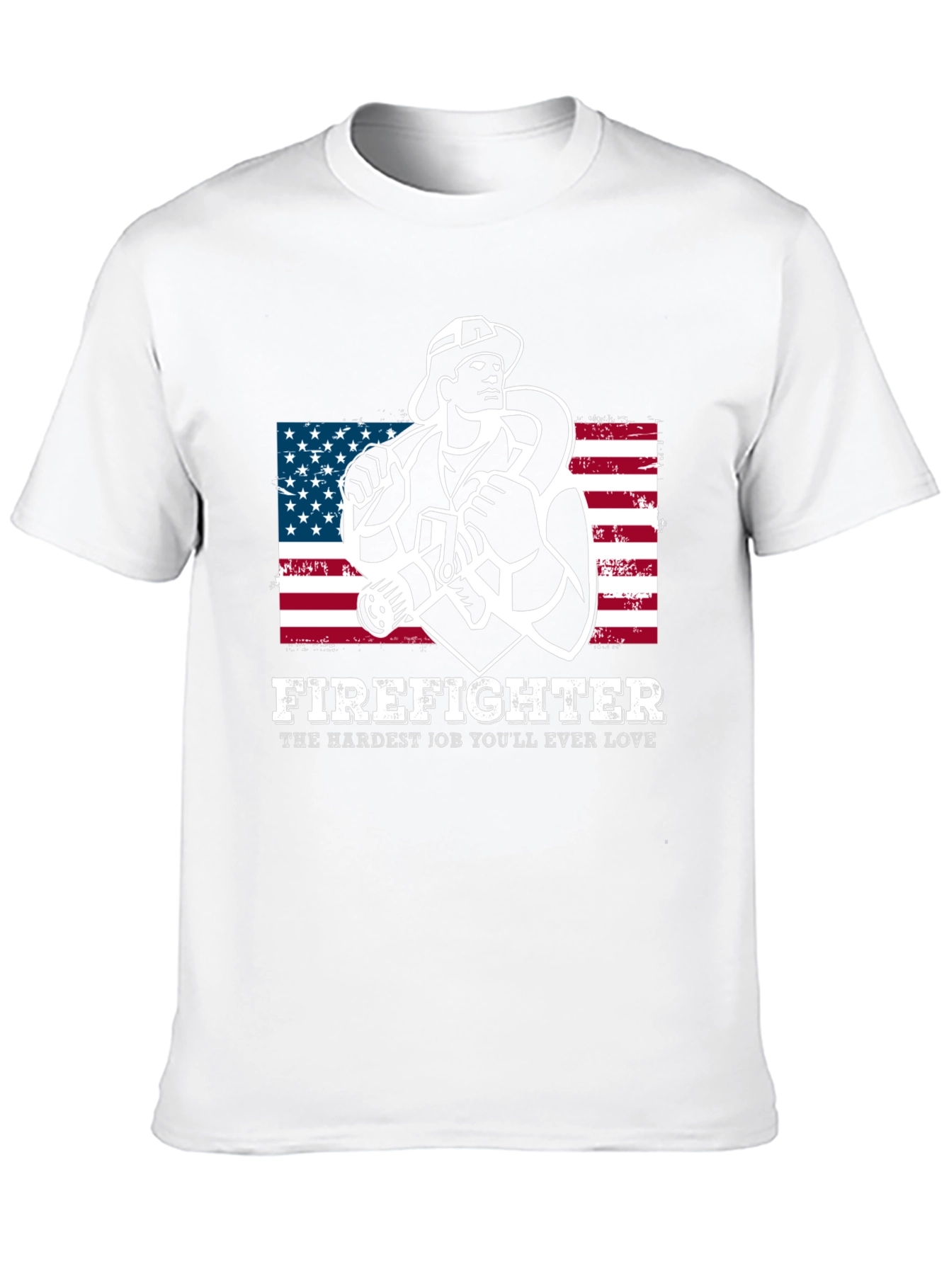 Firefighter Graphic T-Shirt - American Flag Design