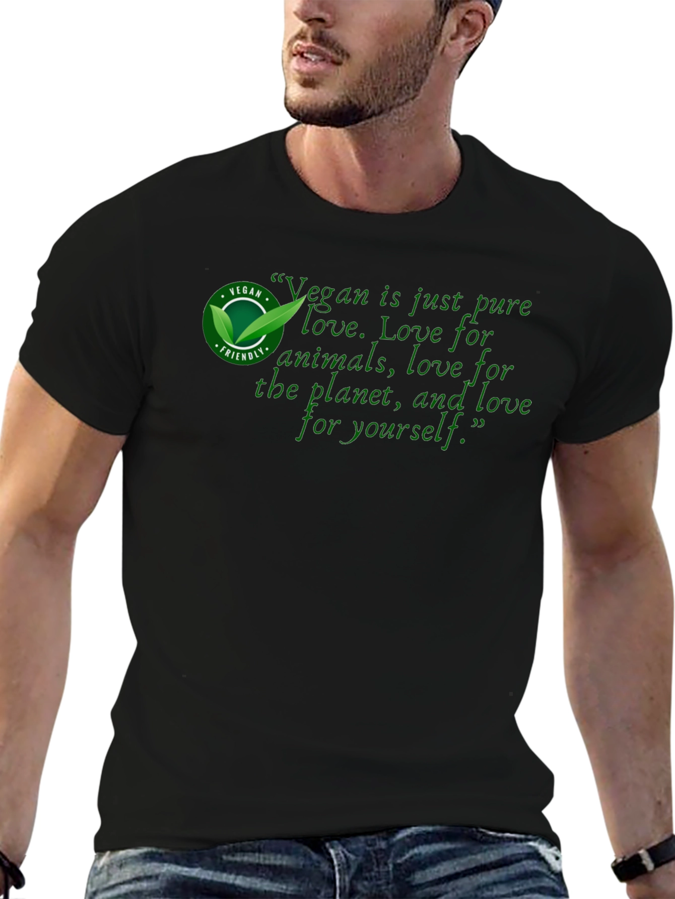 Vegan Love Graphic Tee - Eco-Friendly T-Shirt