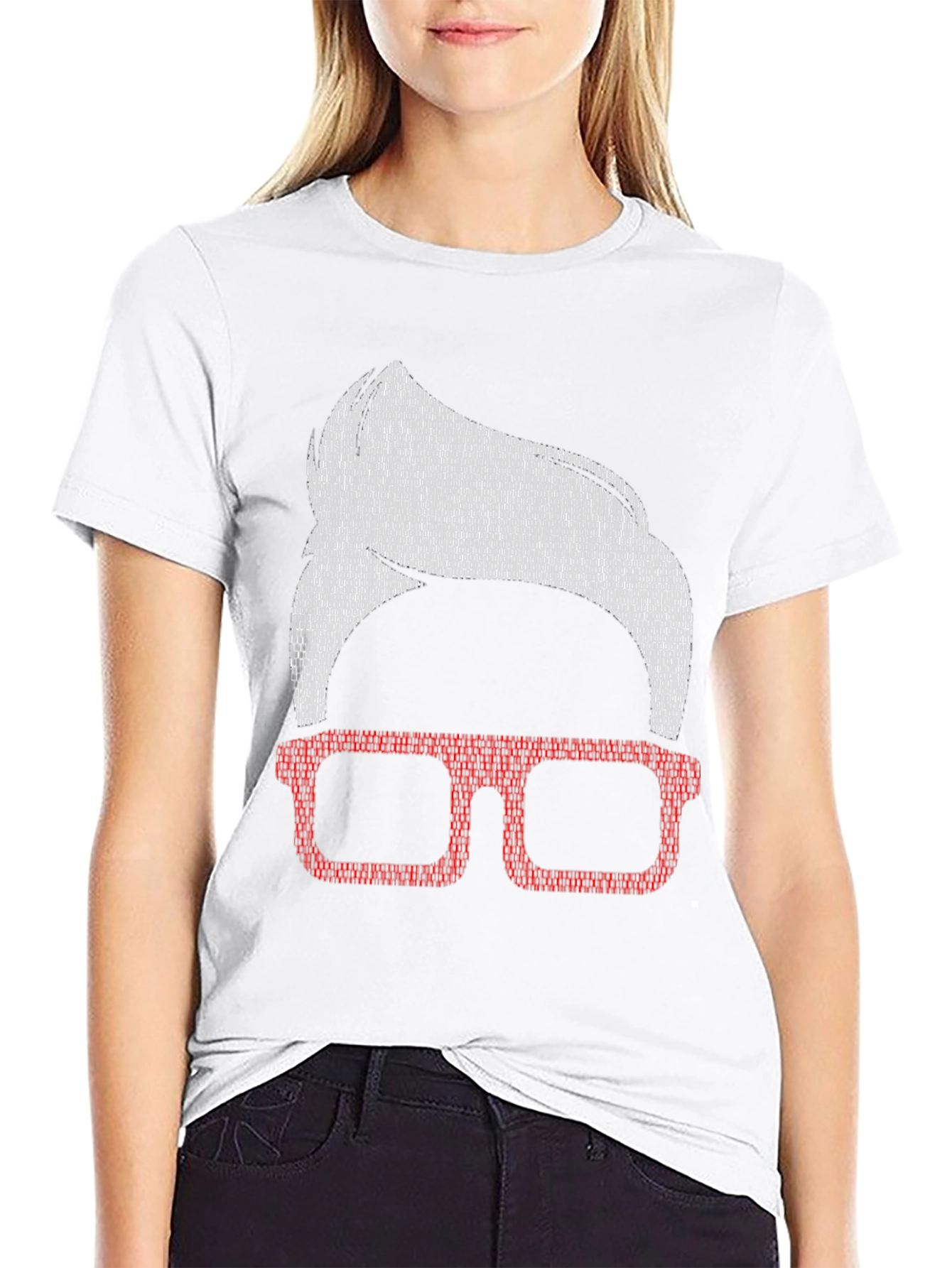 Stylish Nerd Tee: Retro Glasses & Hair Design