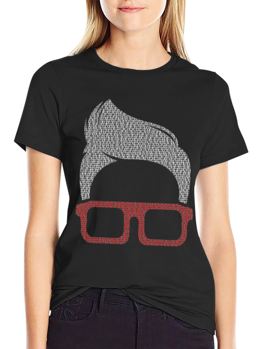 Stylish Nerd Tee: Retro Glasses & Hair Design