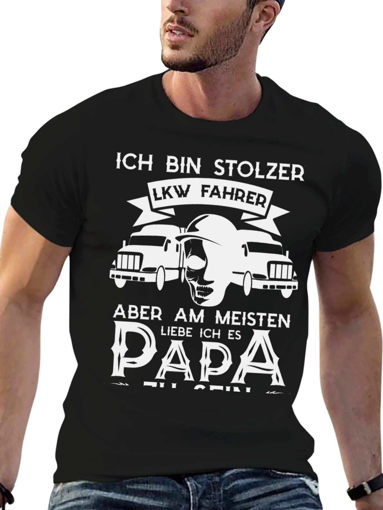 Proud Trucker Dad Black T-Shirt