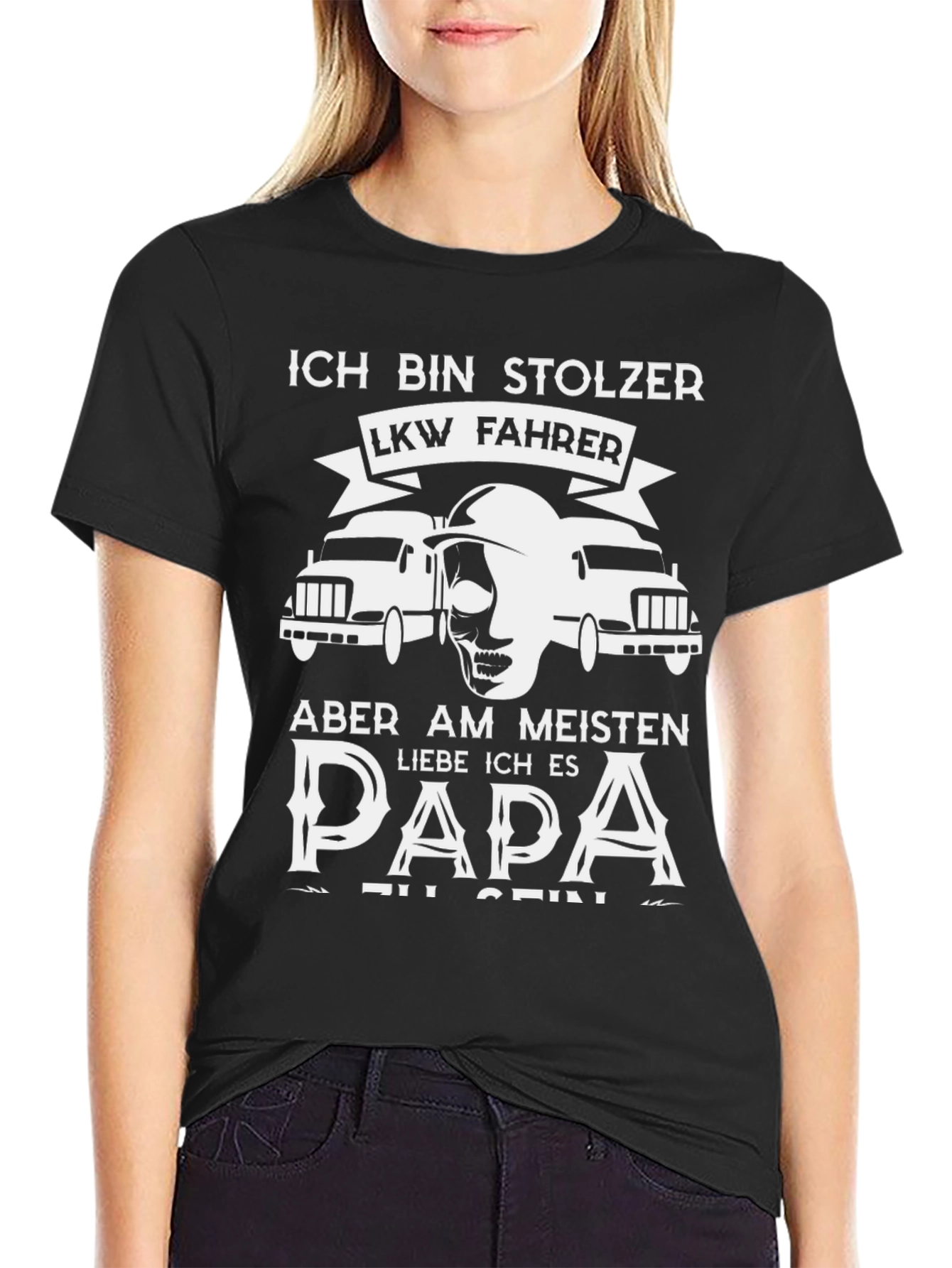 Proud Trucker Dad Black T-Shirt