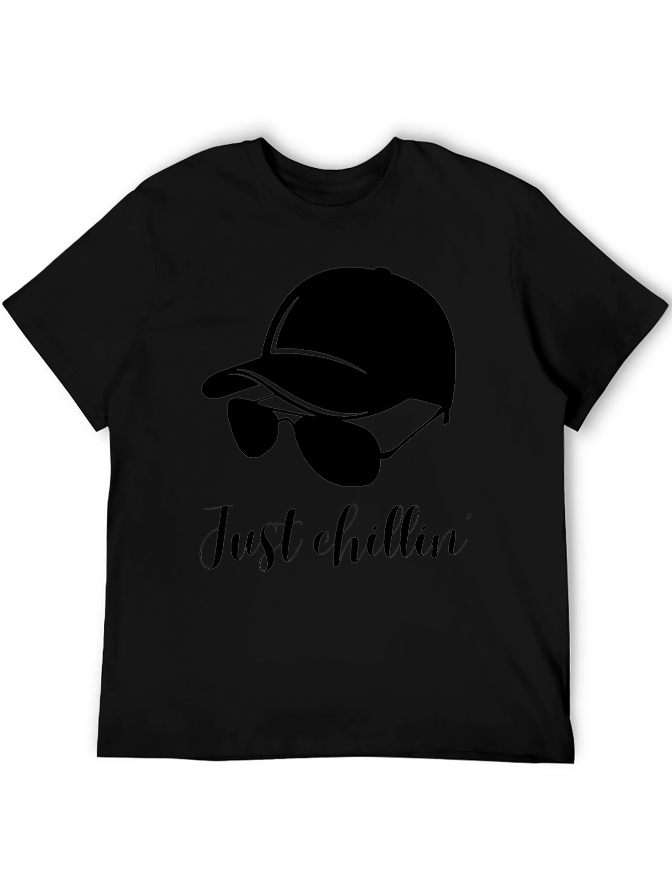 Just Chillin Black Graphic Tee - Relaxed Casual Style