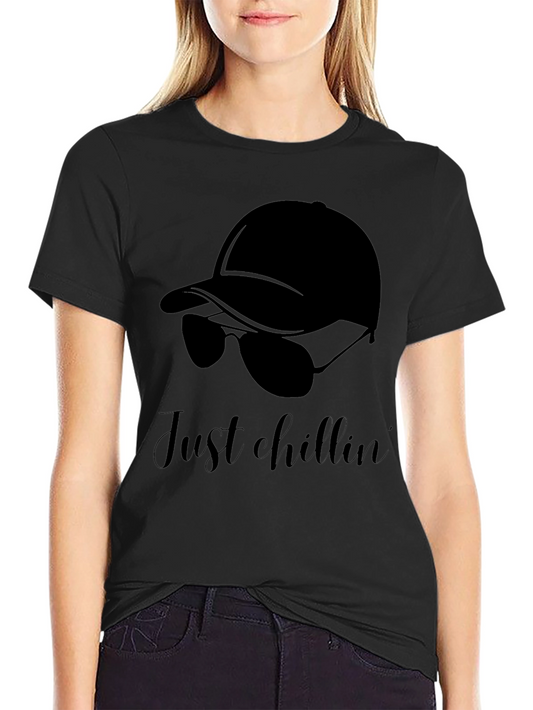 Just Chillin Black Graphic Tee - Relaxed Casual Style