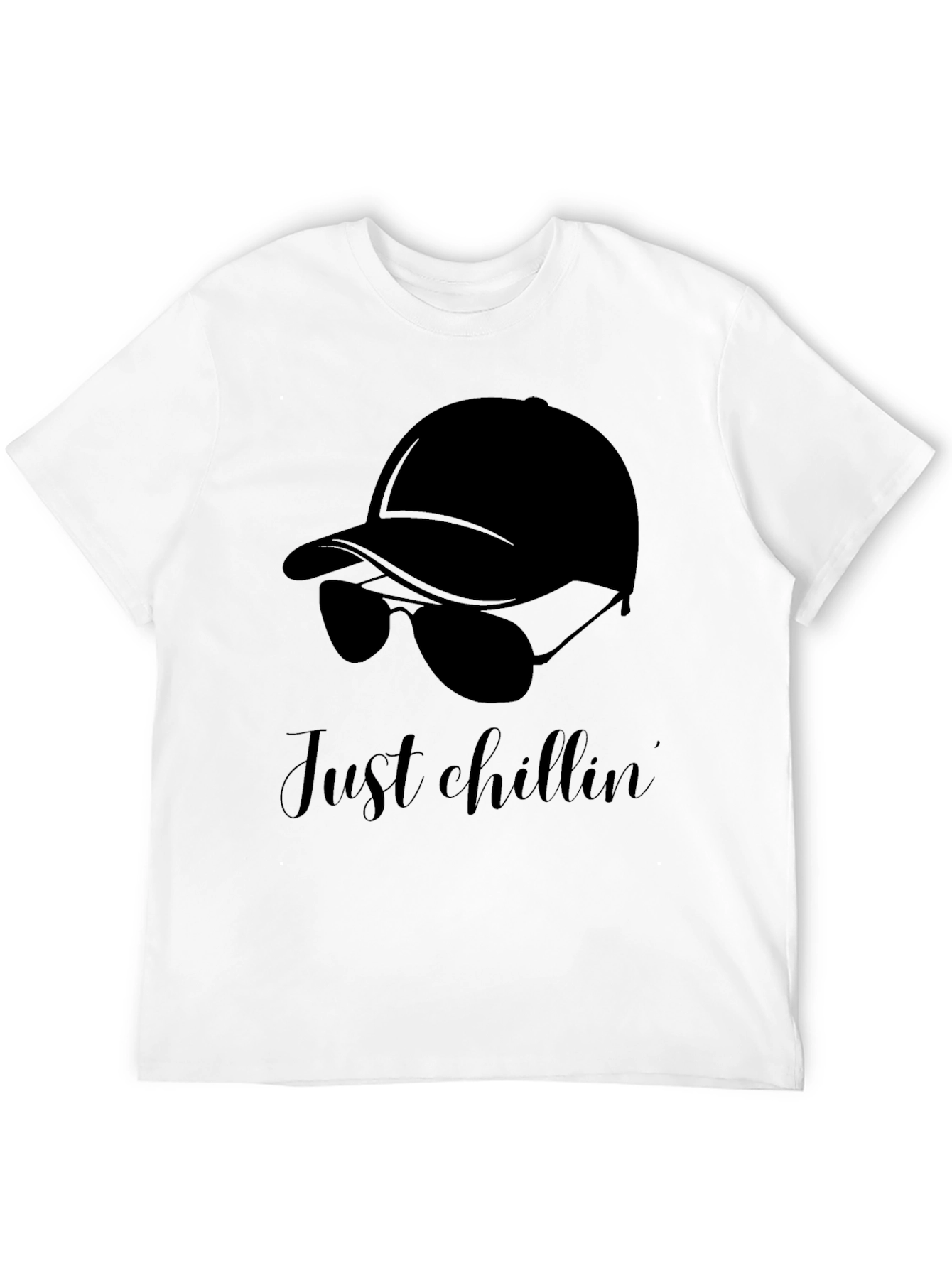 Just Chillin Black Graphic Tee - Relaxed Casual Style