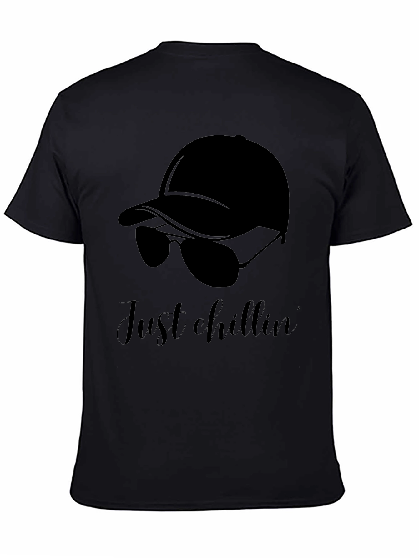 Just Chillin Black Graphic Tee - Relaxed Casual Style