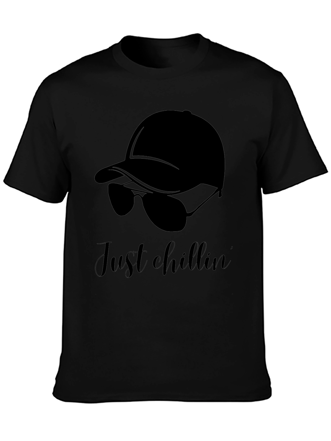 Just Chillin Black Graphic Tee - Relaxed Casual Style