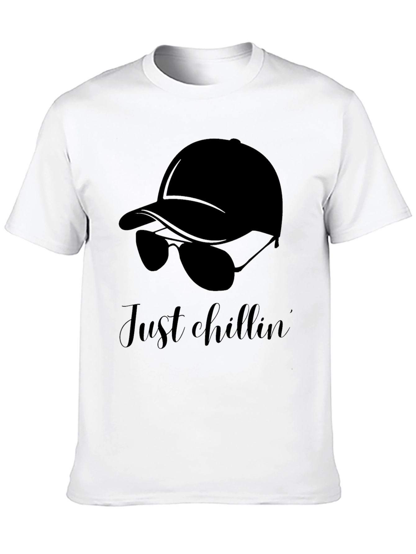 Just Chillin Black Graphic Tee - Relaxed Casual Style