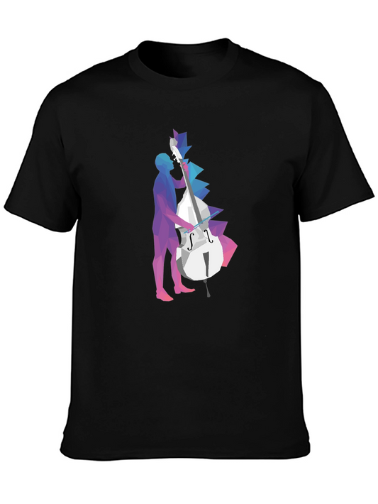 Abstract Bass Player Graphic Tee - Black T-Shirt