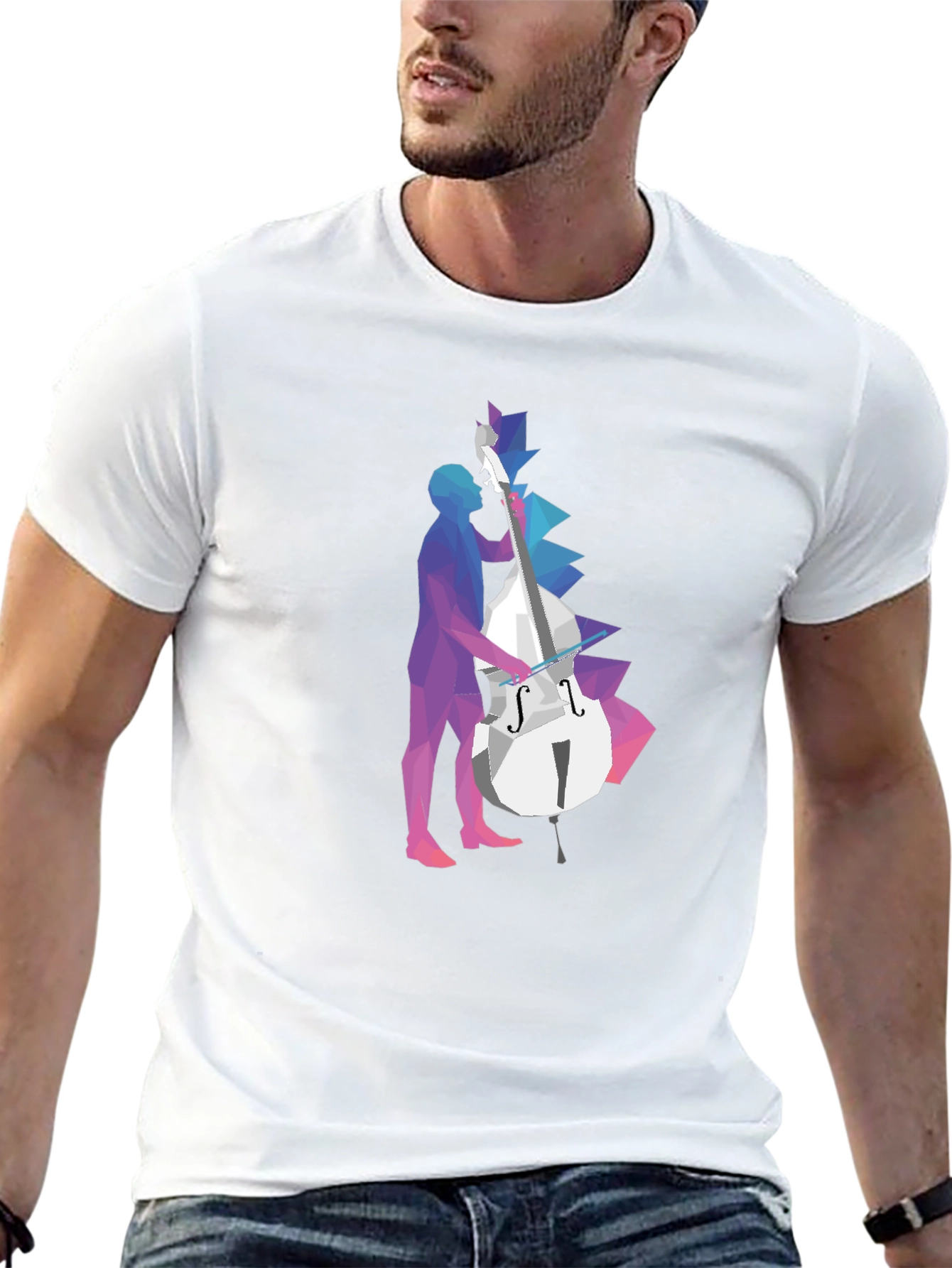 Abstract Bass Player Graphic Tee - Black T-Shirt