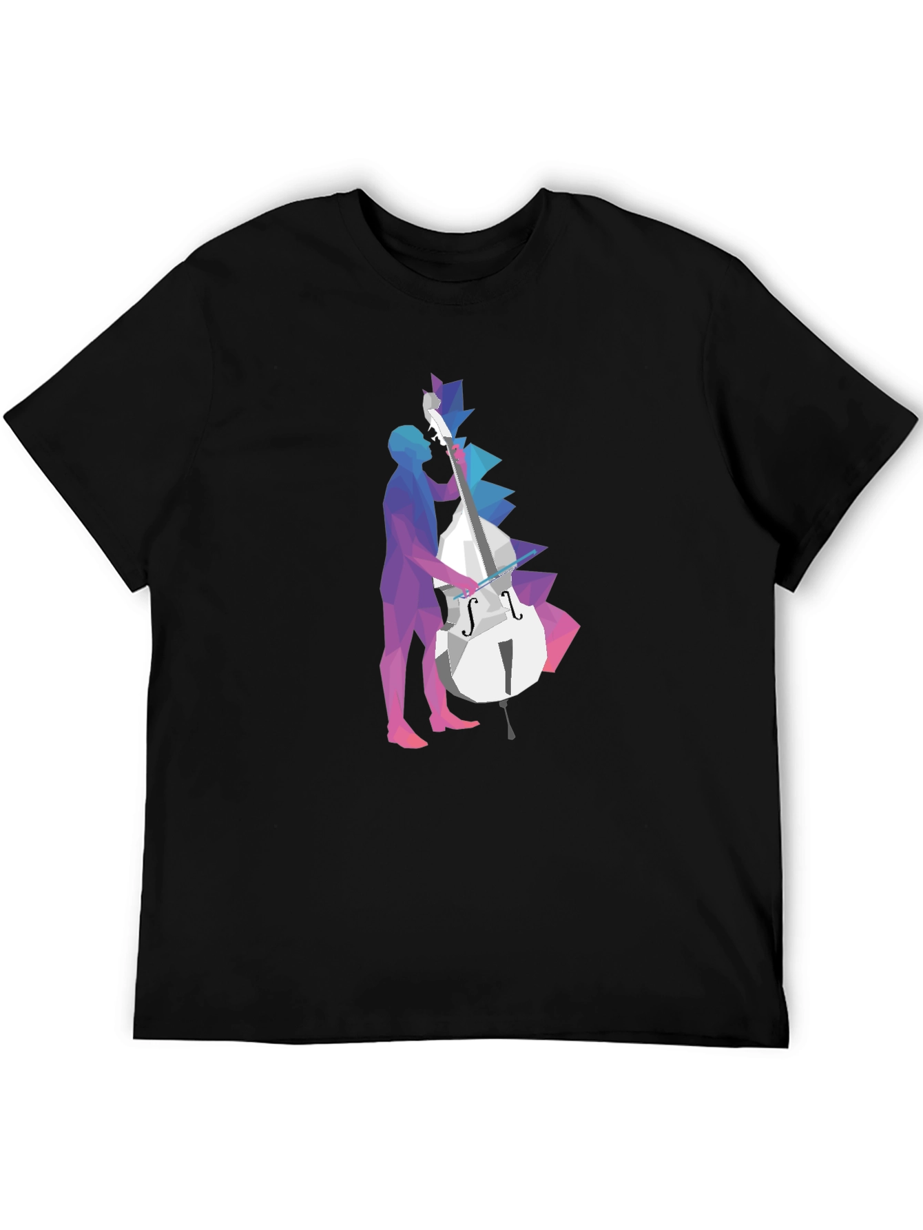 Abstract Bass Player Graphic Tee - Black T-Shirt