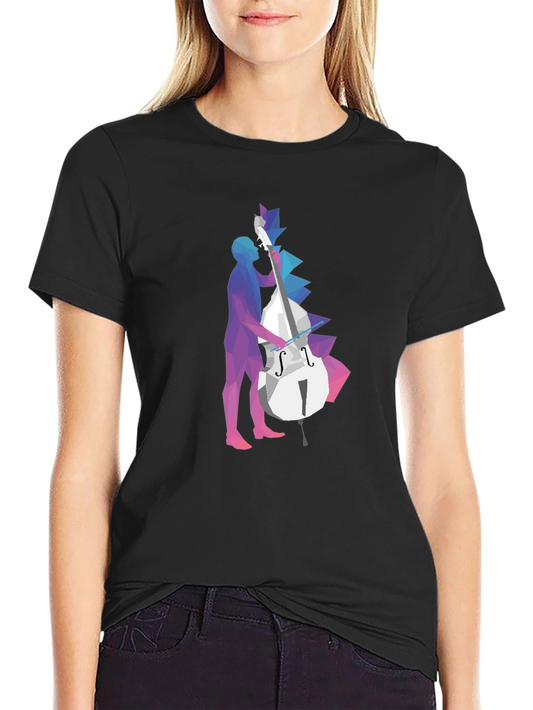 Abstract Bass Player Graphic Tee - Black T-Shirt