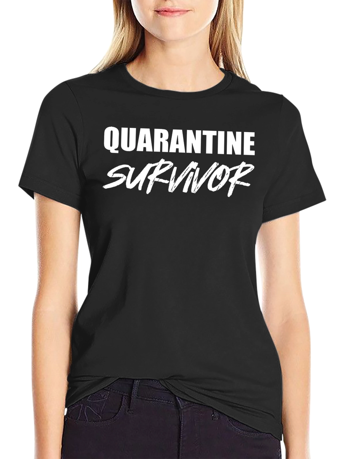 Quarantine Survivor T-Shirt - Black Crew Neck Tee