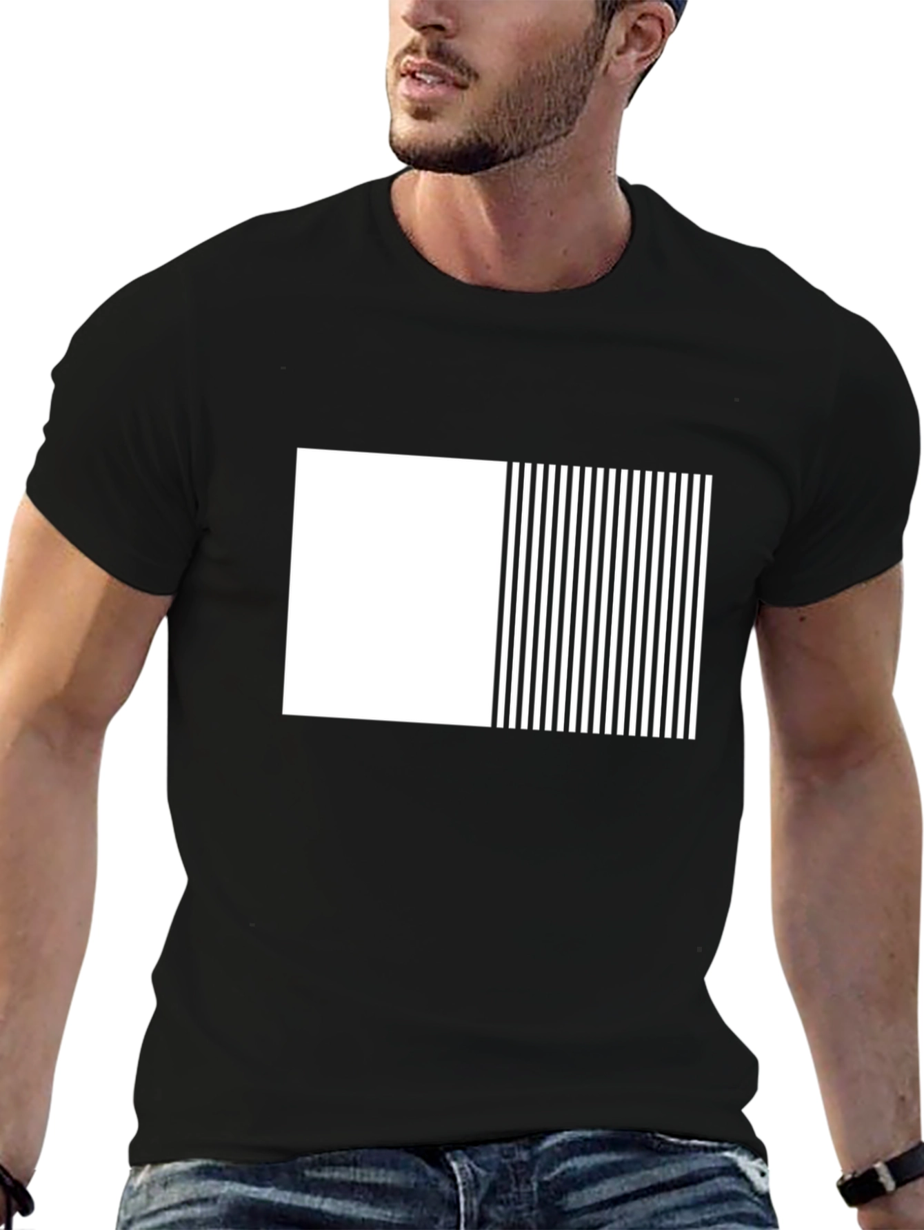 Modern Black & White Graphic Tee - Abstract Design