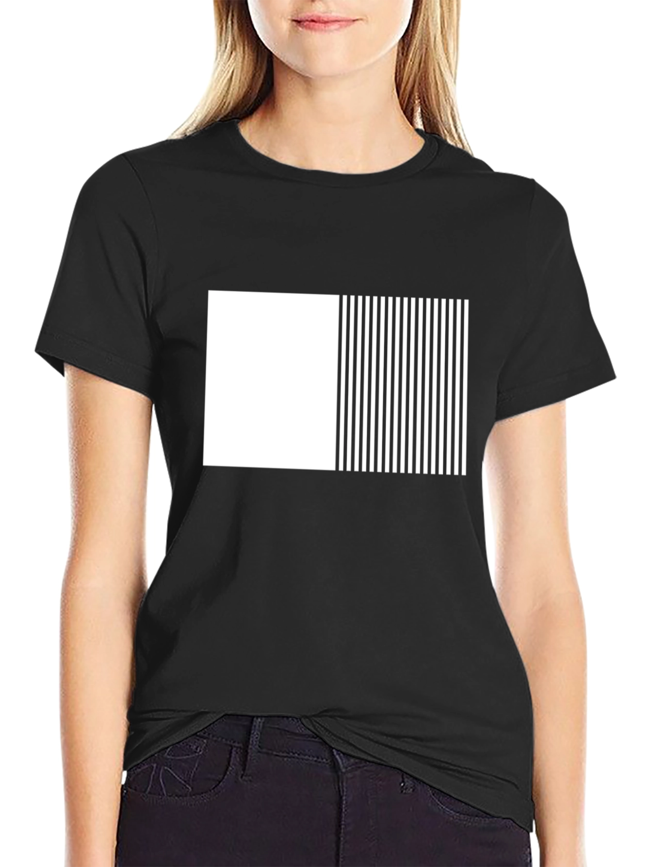 Modern Black & White Graphic Tee - Abstract Design