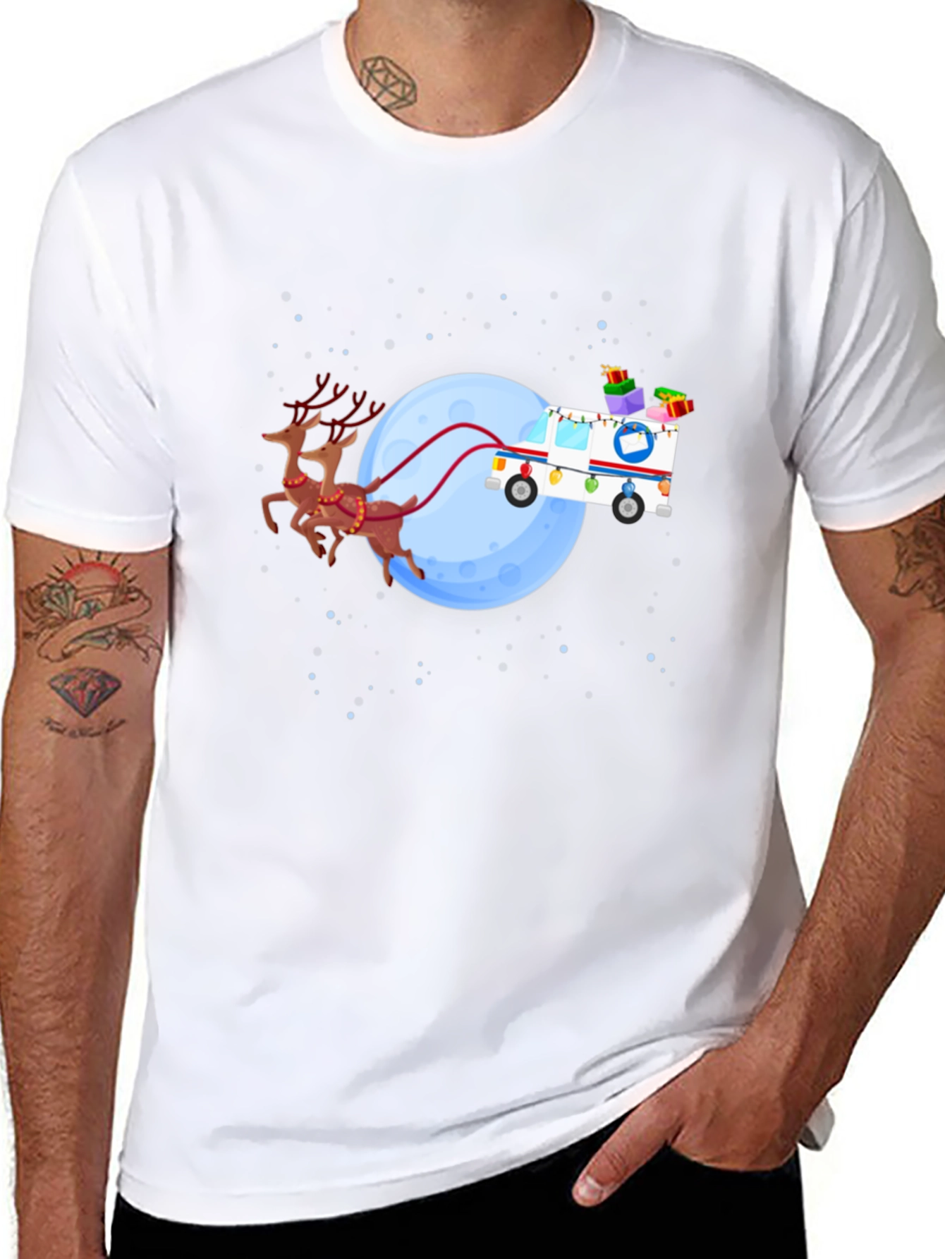 Holiday Mail Carrier T-Shirt - Reindeer Sleigh USPS