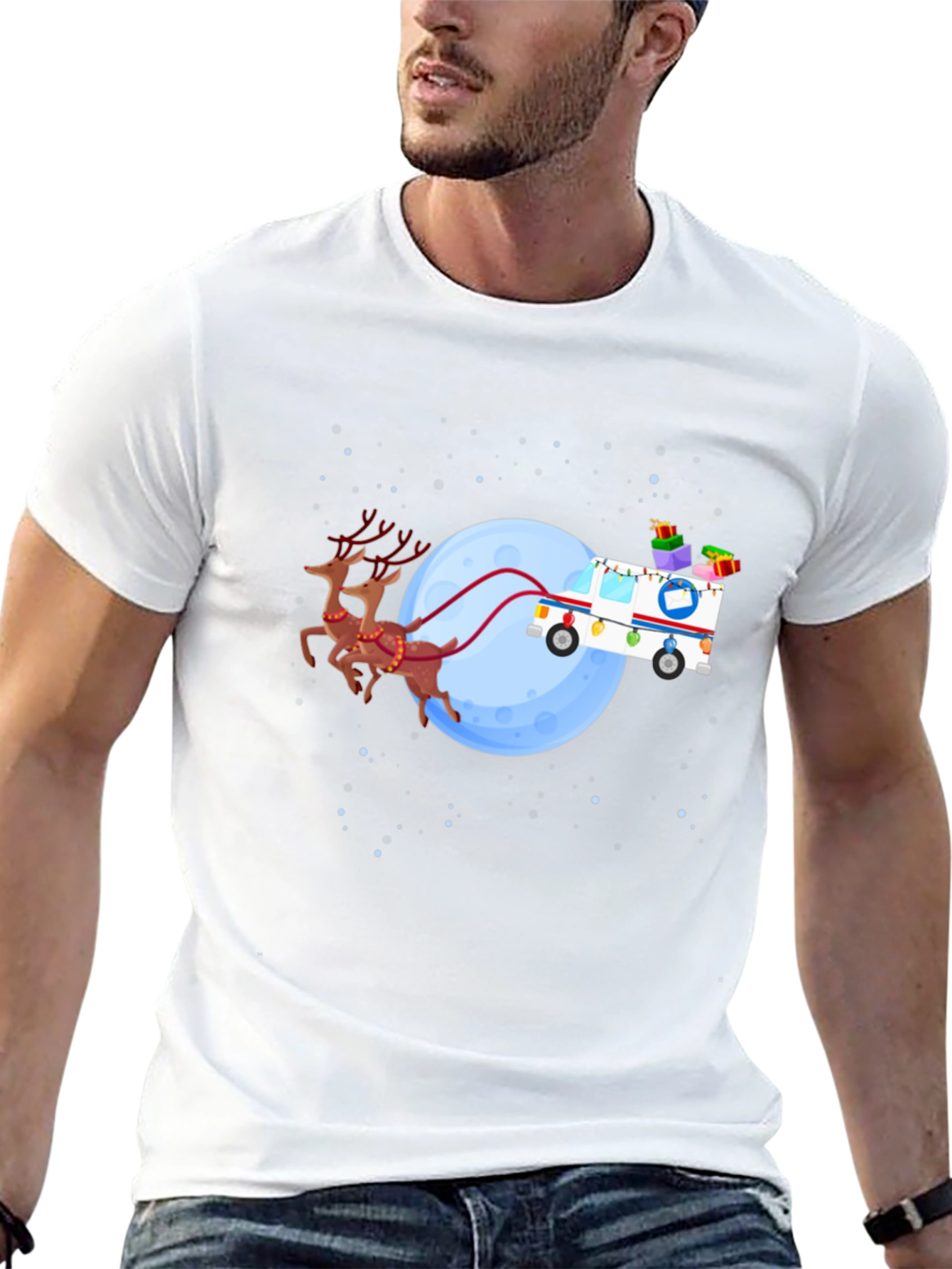 Holiday Mail Carrier T-Shirt - Reindeer Sleigh USPS