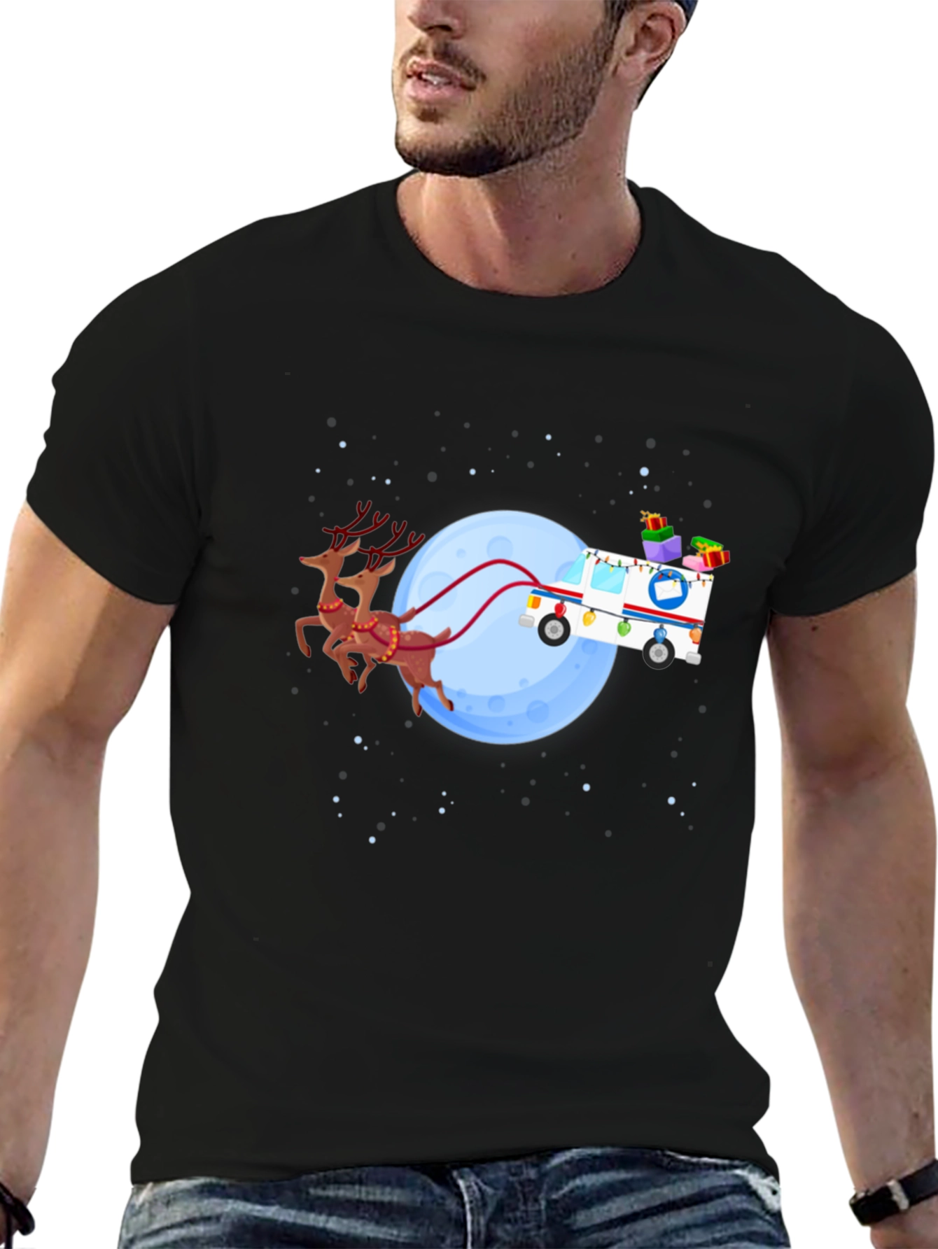Holiday Mail Carrier T-Shirt - Reindeer Sleigh USPS