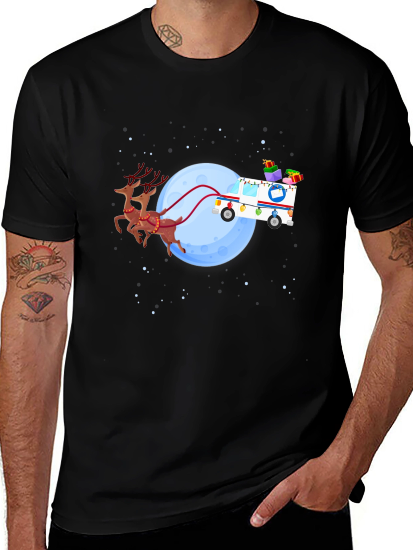 Holiday Mail Carrier T-Shirt - Reindeer Sleigh USPS