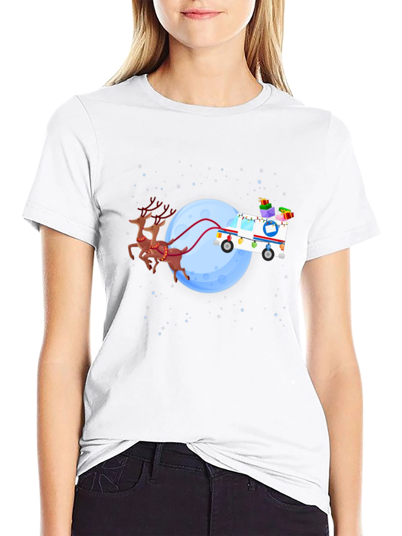 Holiday Mail Carrier T-Shirt - Reindeer Sleigh USPS