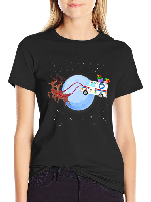Holiday Mail Carrier T-Shirt - Reindeer Sleigh USPS