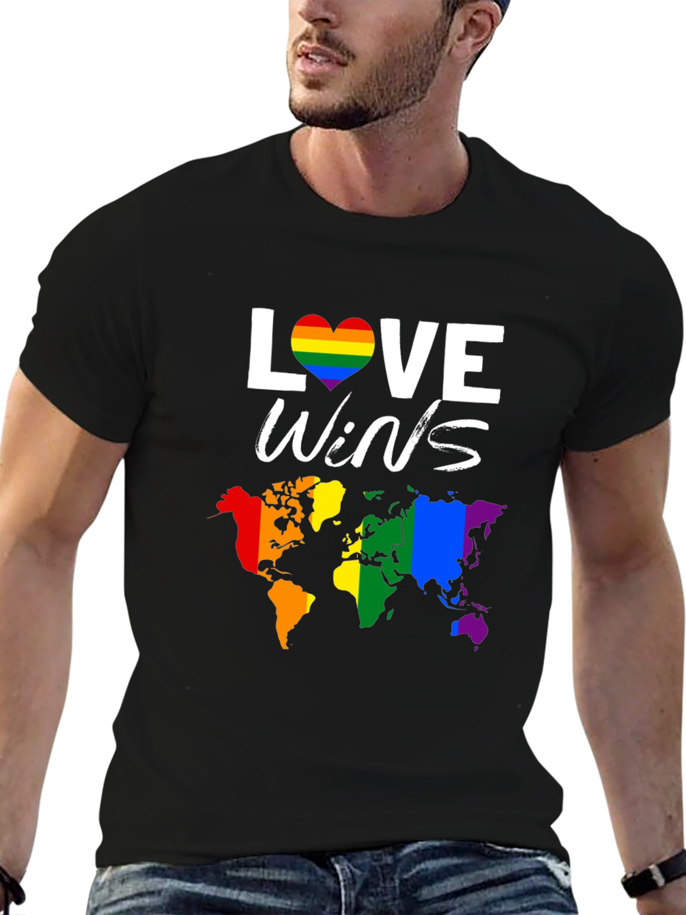 Love Wins Pride T-Shirt with World Map