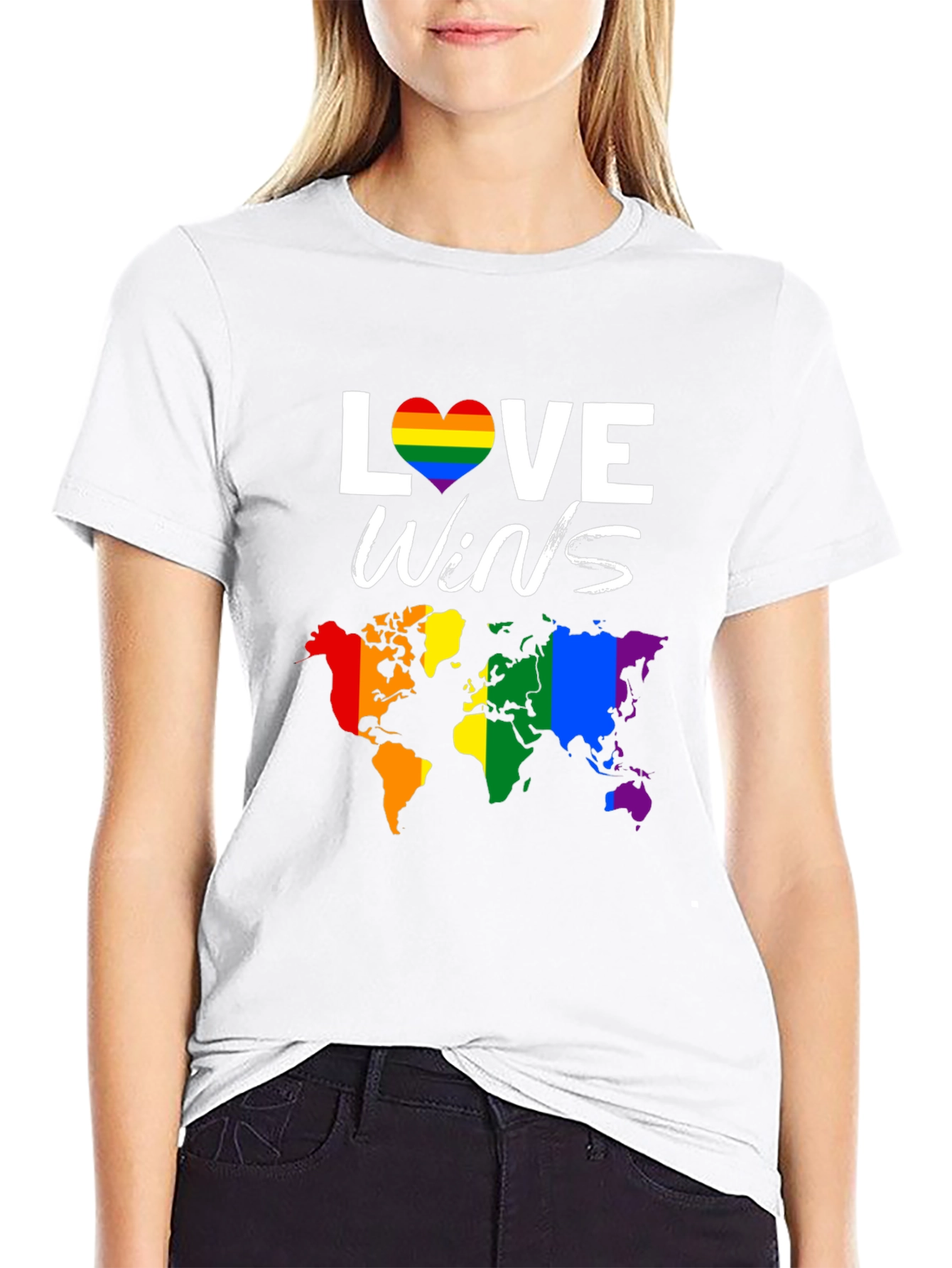 Love Wins Pride T-Shirt with World Map