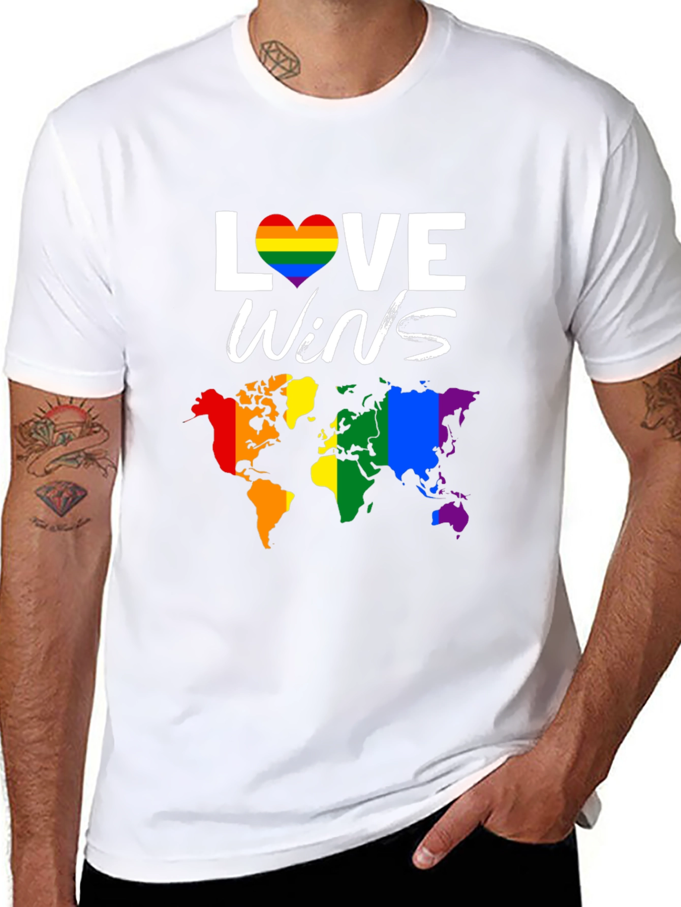 Love Wins Pride T-Shirt with World Map