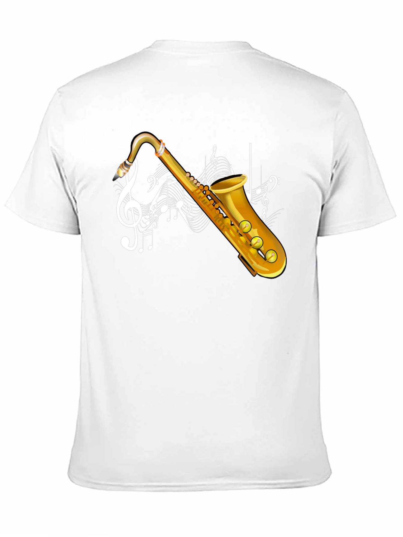 Saxophone & Music Notes Graphic Black T-Shirt