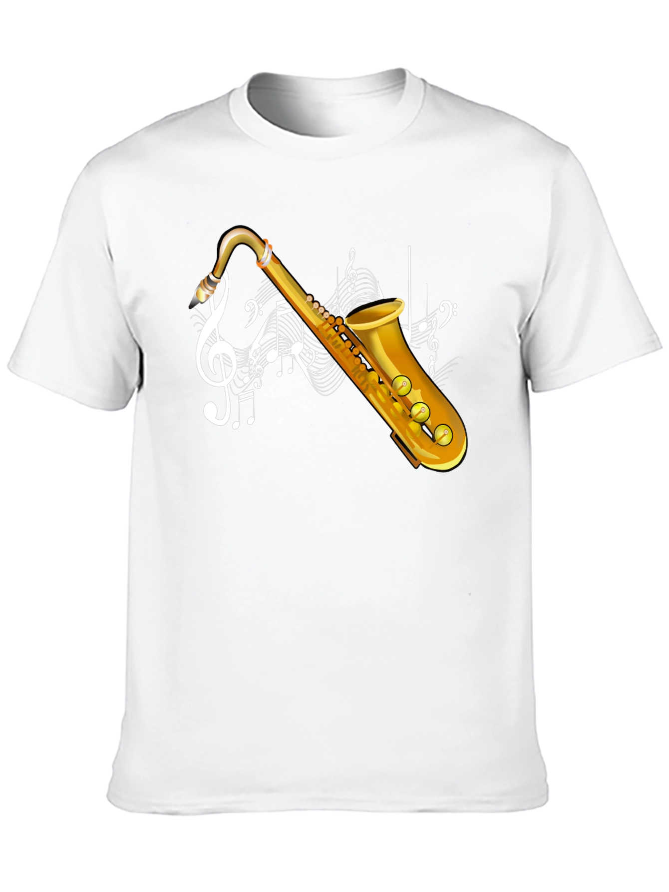 Saxophone & Music Notes Graphic Black T-Shirt