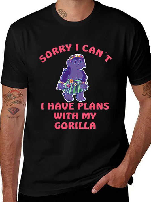 Funny Gorilla Plans Graphic Tee - Soft Cotton Unisex T-Shirt