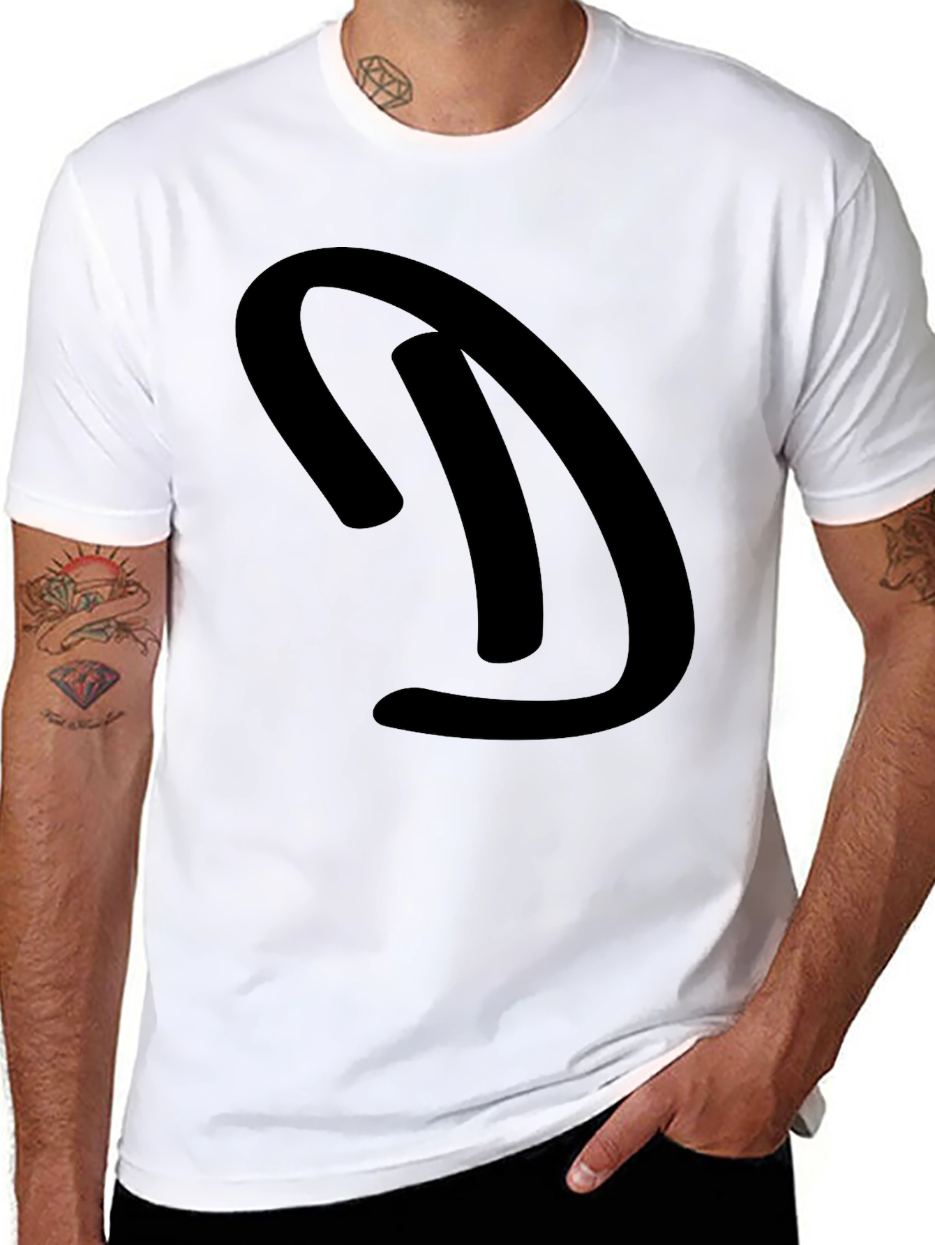 Mens Black Graphic Tee - Bold D Design