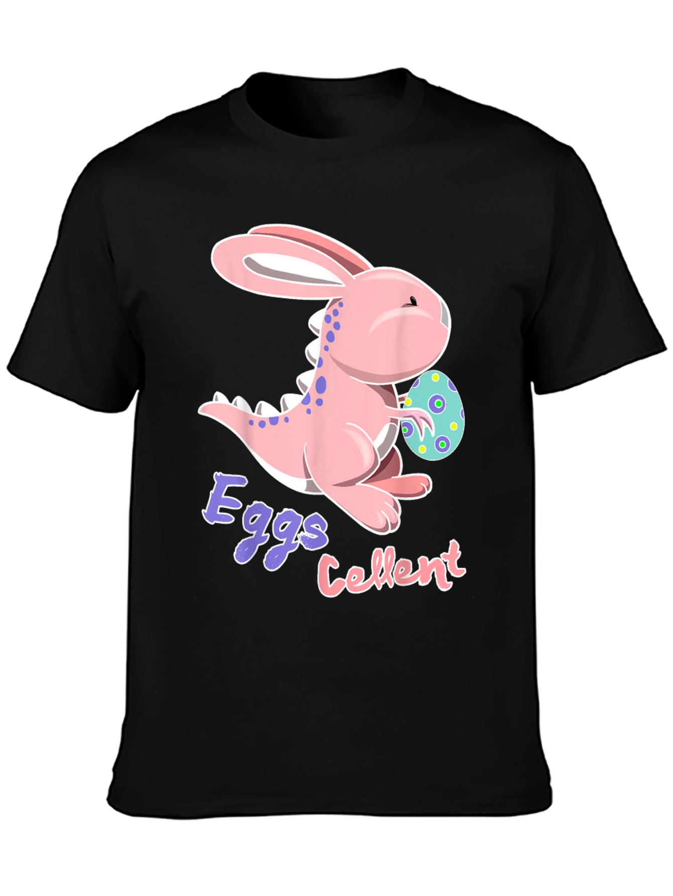 Easter Dino-Bunny Eggs-Cellent Black T-Shirt