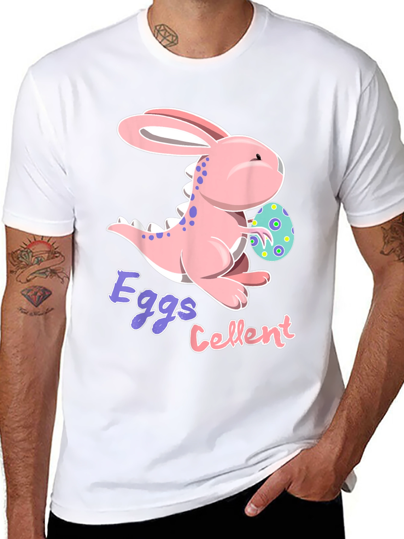 Easter Dino-Bunny Eggs-Cellent Black T-Shirt