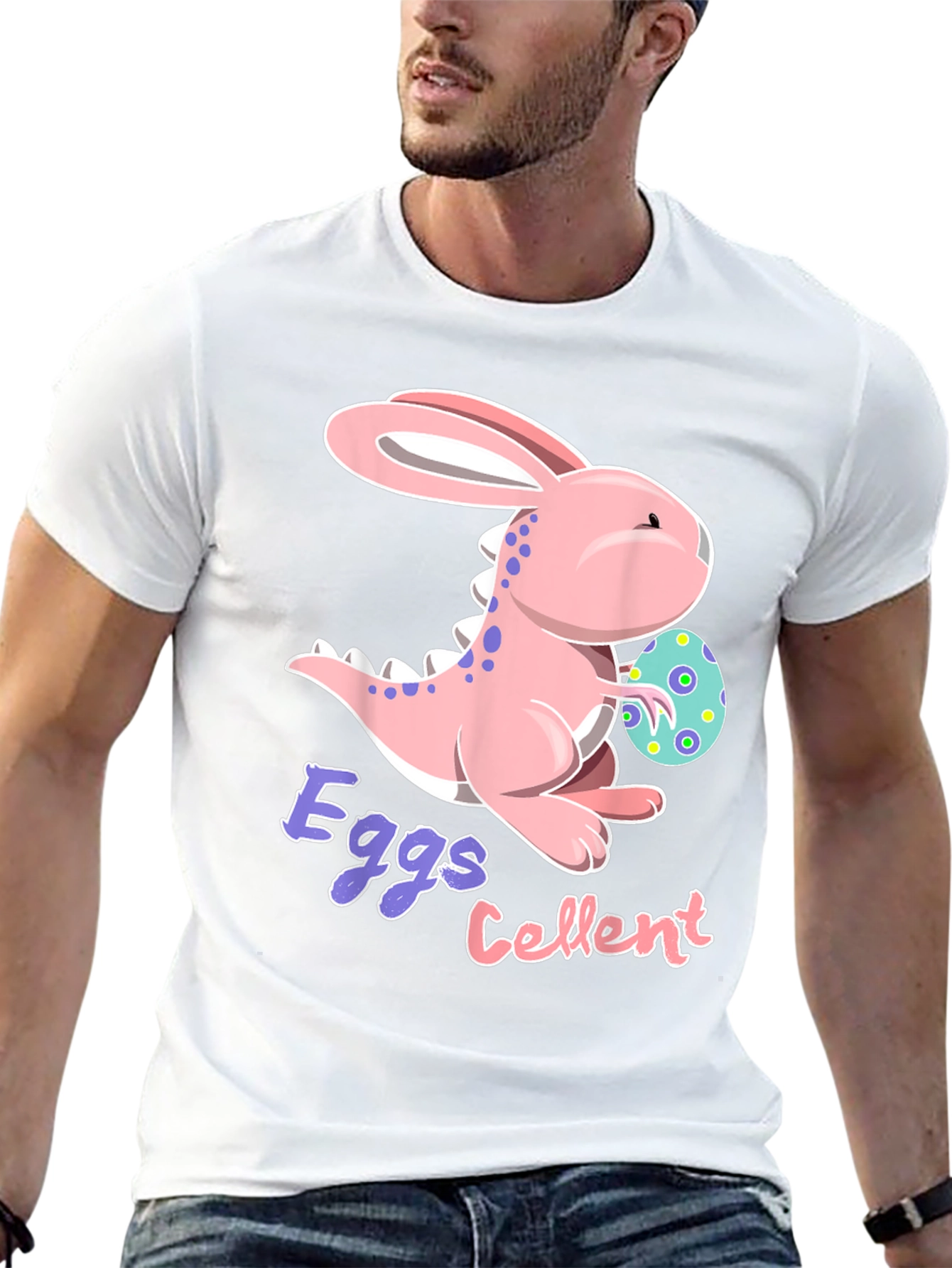 Easter Dino-Bunny Eggs-Cellent Black T-Shirt