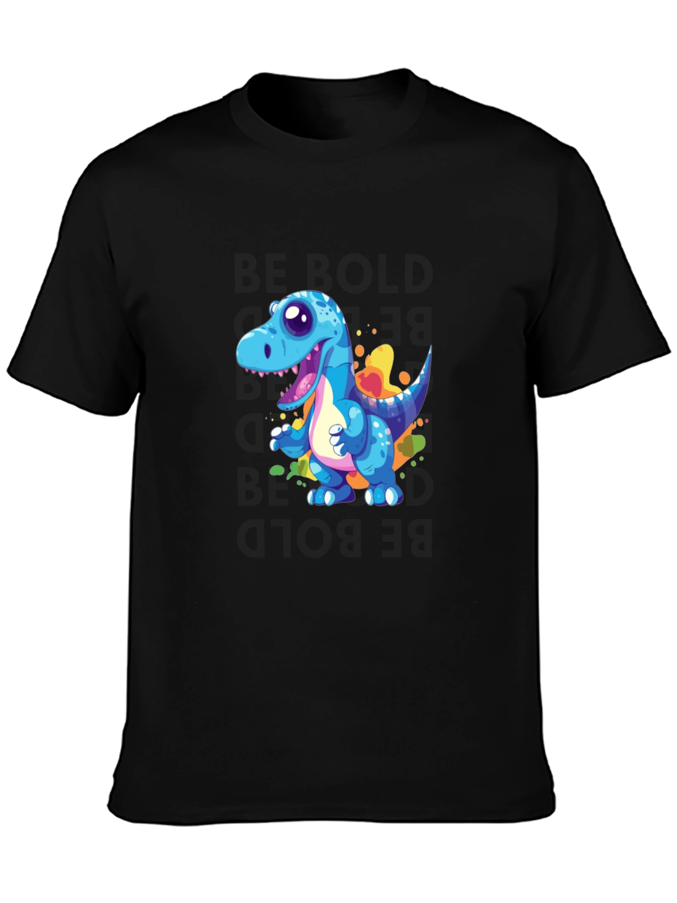 Cartoon Dinosaur Graphic Black T-Shirt