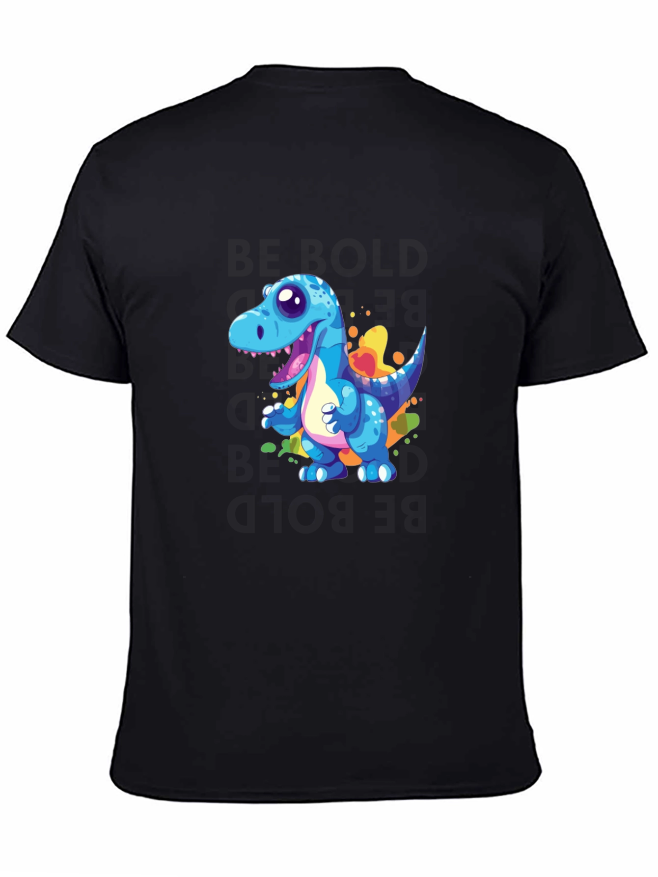 Cartoon Dinosaur Graphic Black T-Shirt