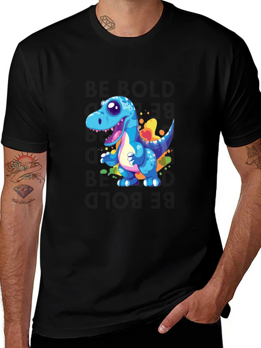 Cartoon Dinosaur Graphic Black T-Shirt