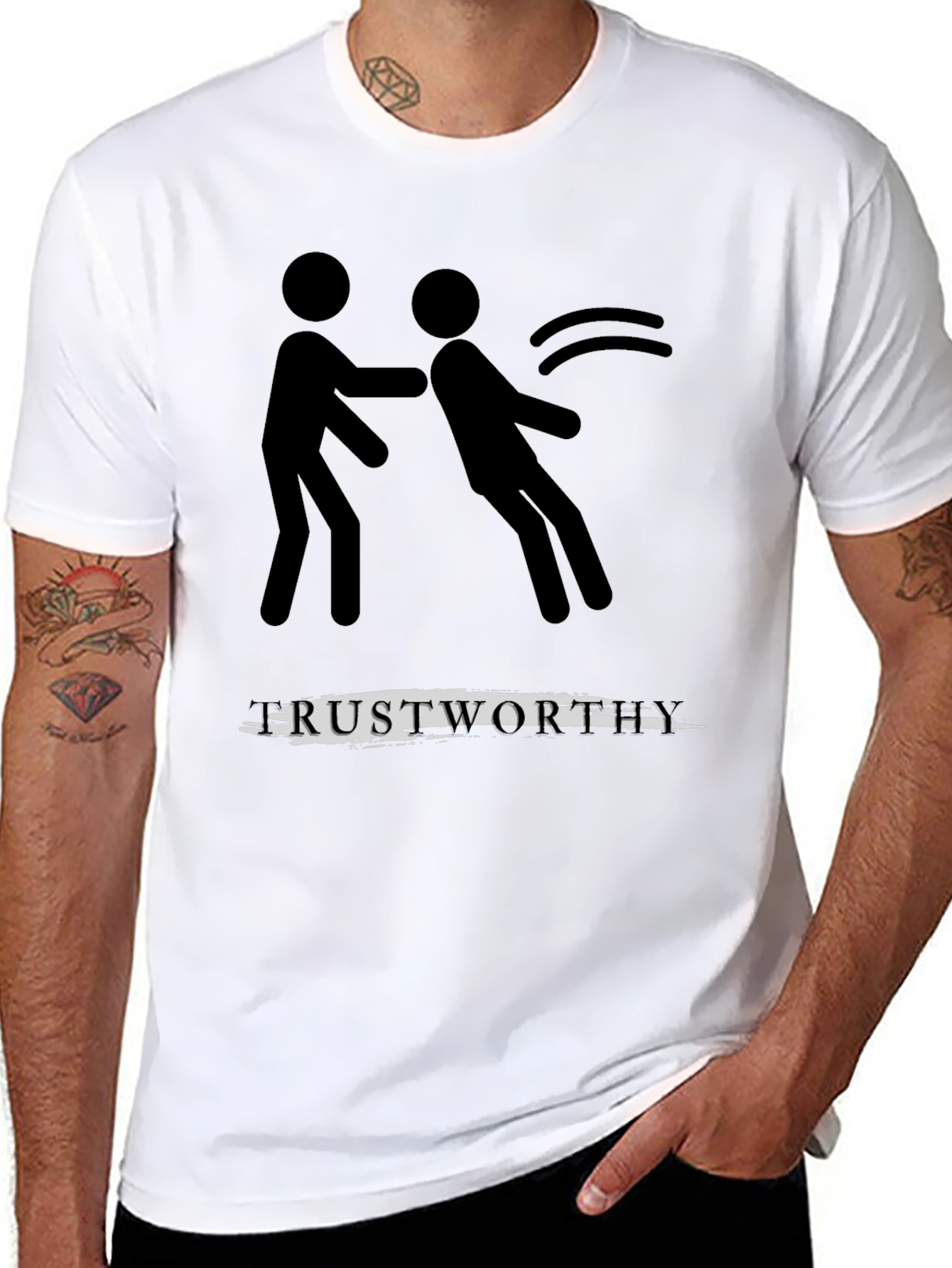 Trustworthy T-Shirt: Stick Figure Push