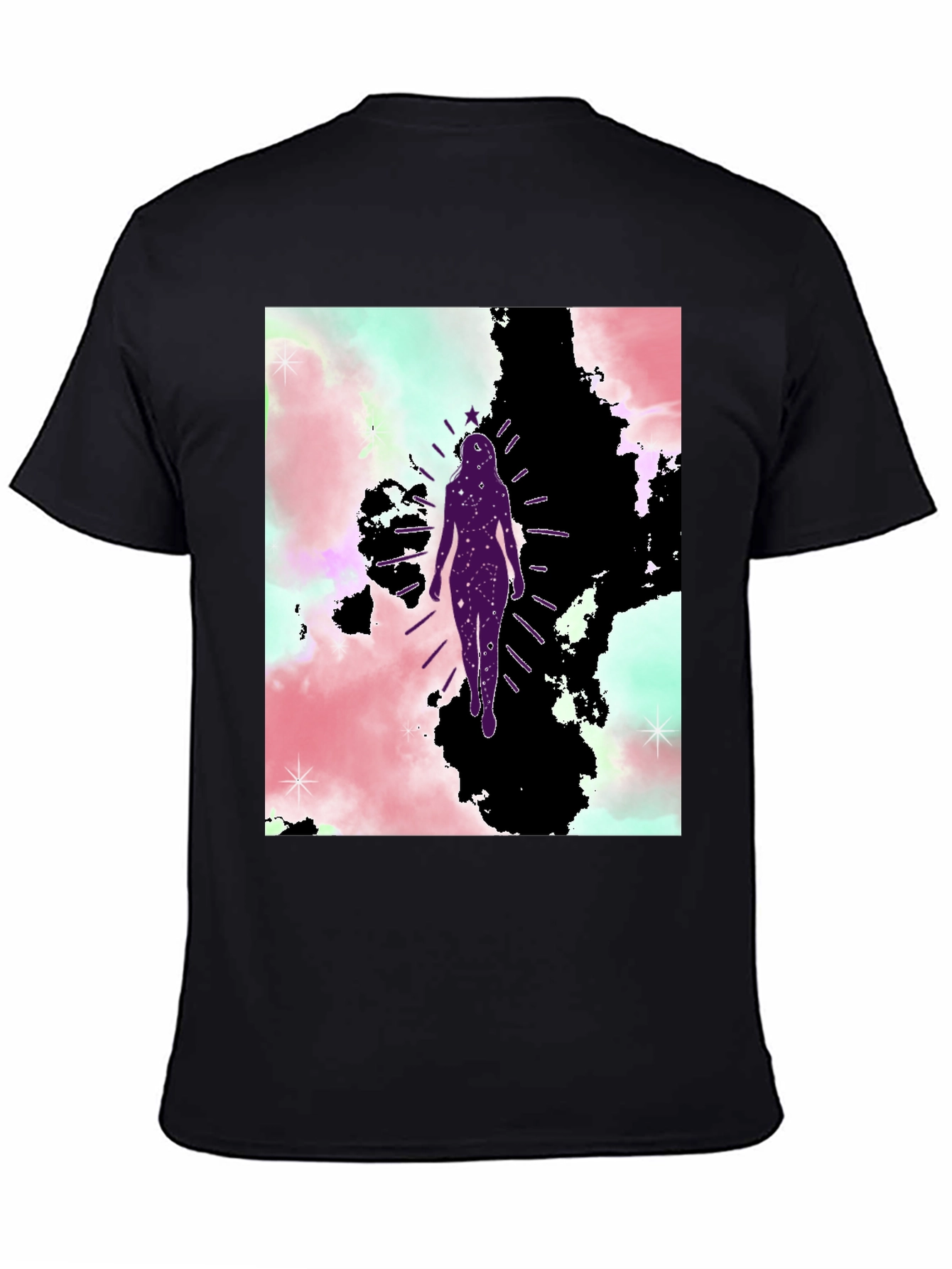 Celestial Woman Graphic Tee - Black Cotton Blend