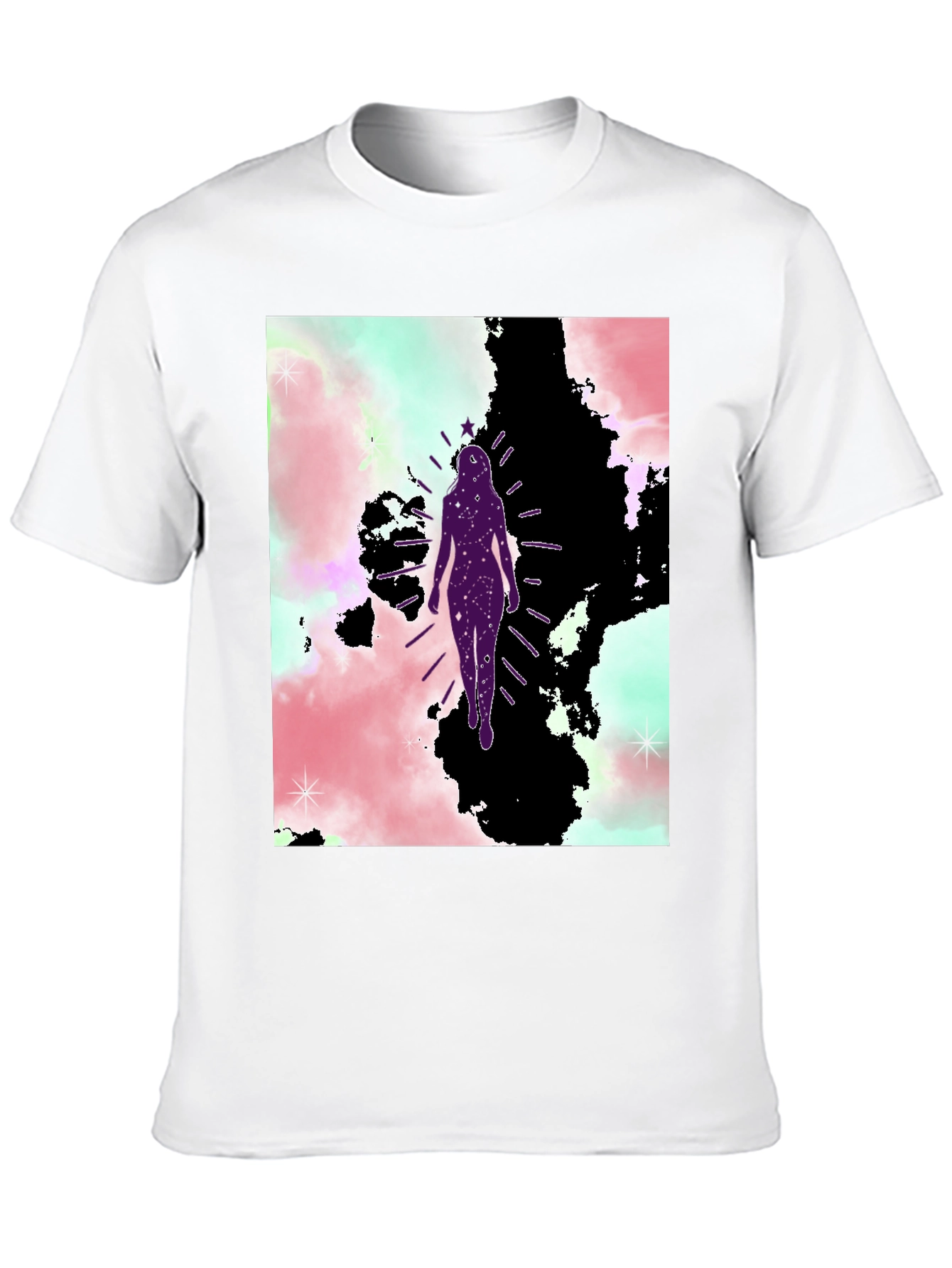 Celestial Woman Graphic Tee - Black Cotton Blend