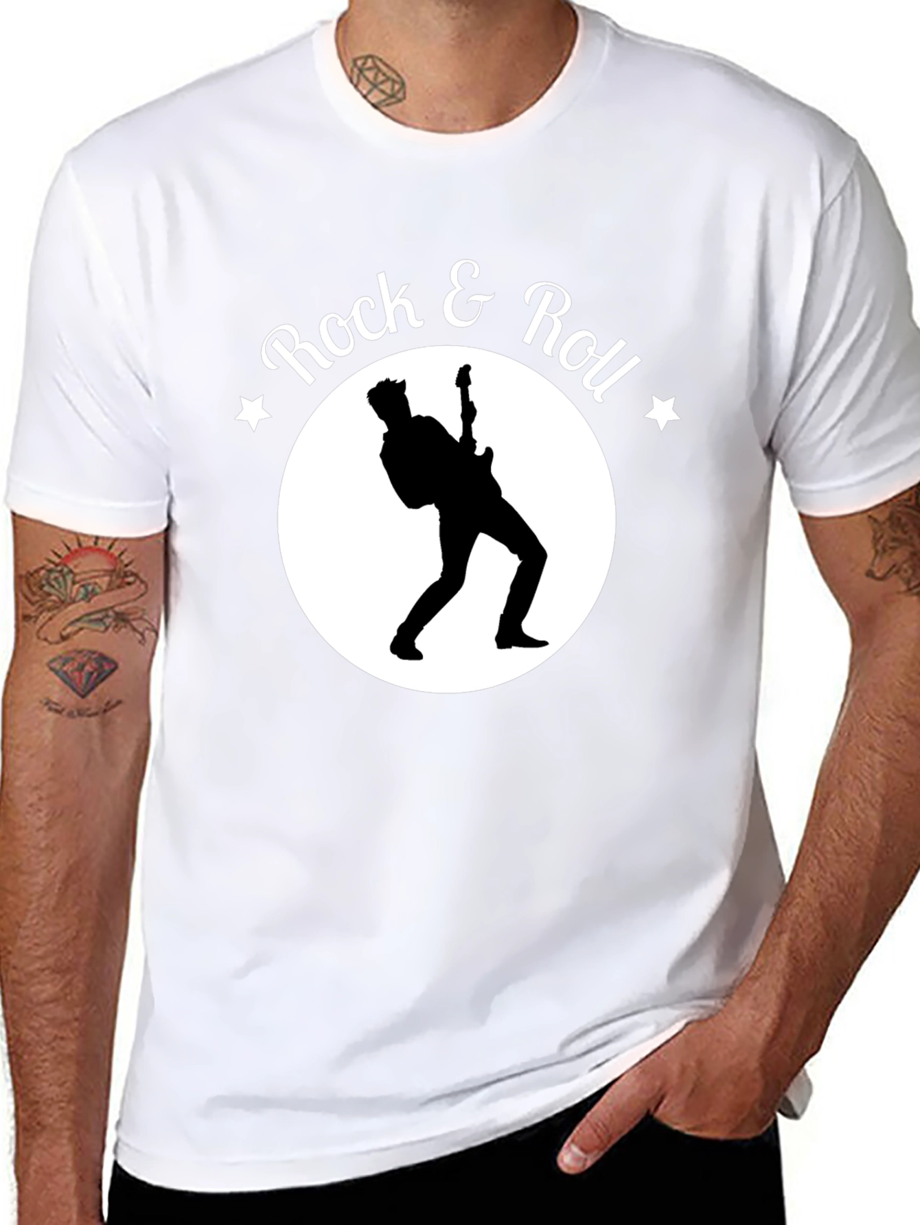 Rock & Roll Guitarist Graphic Black T-Shirt
