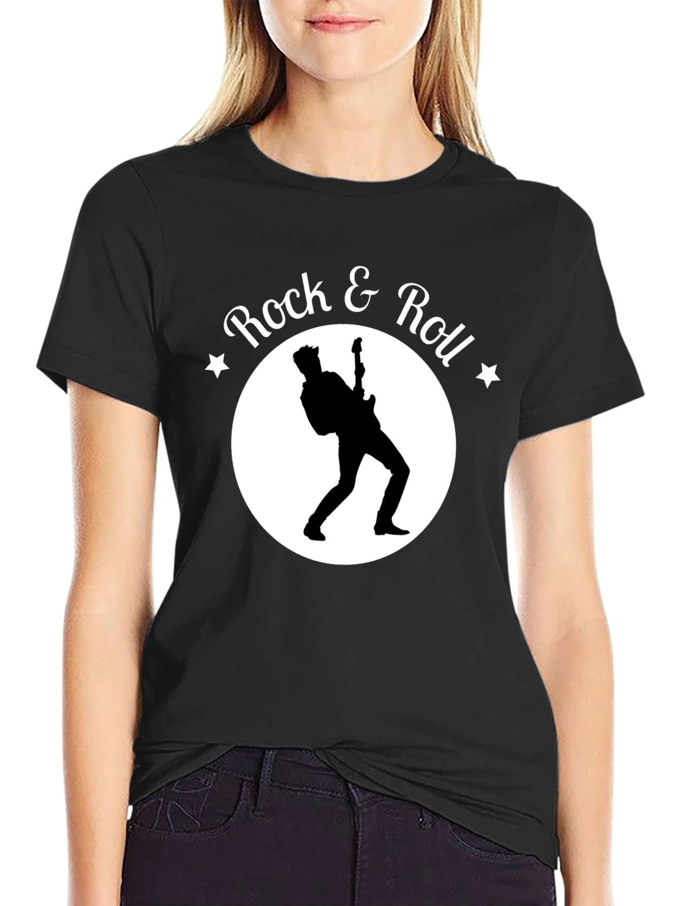 Rock & Roll Guitarist Graphic Black T-Shirt