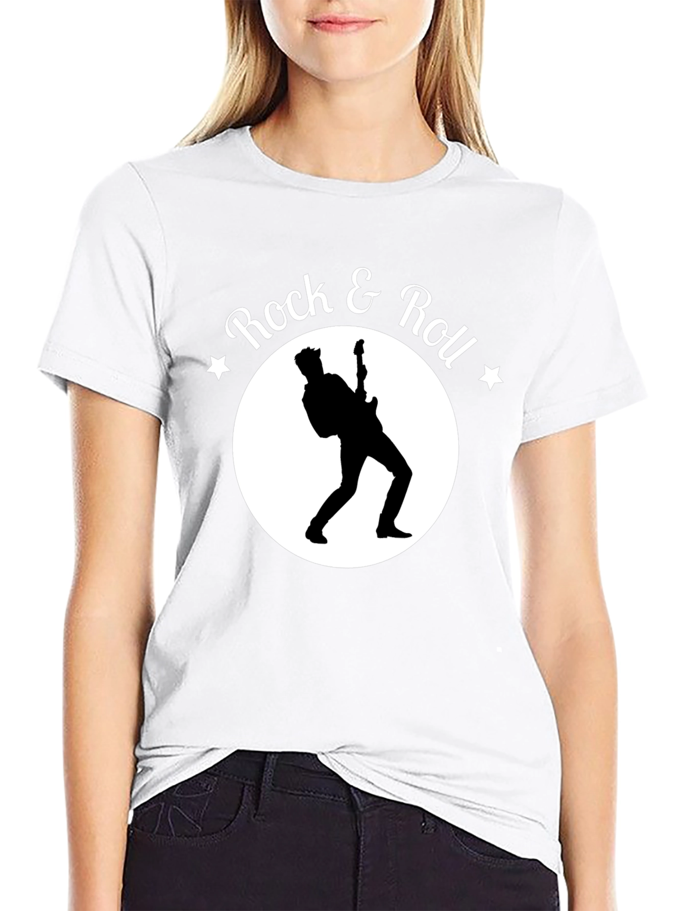 Rock & Roll Guitarist Graphic Black T-Shirt