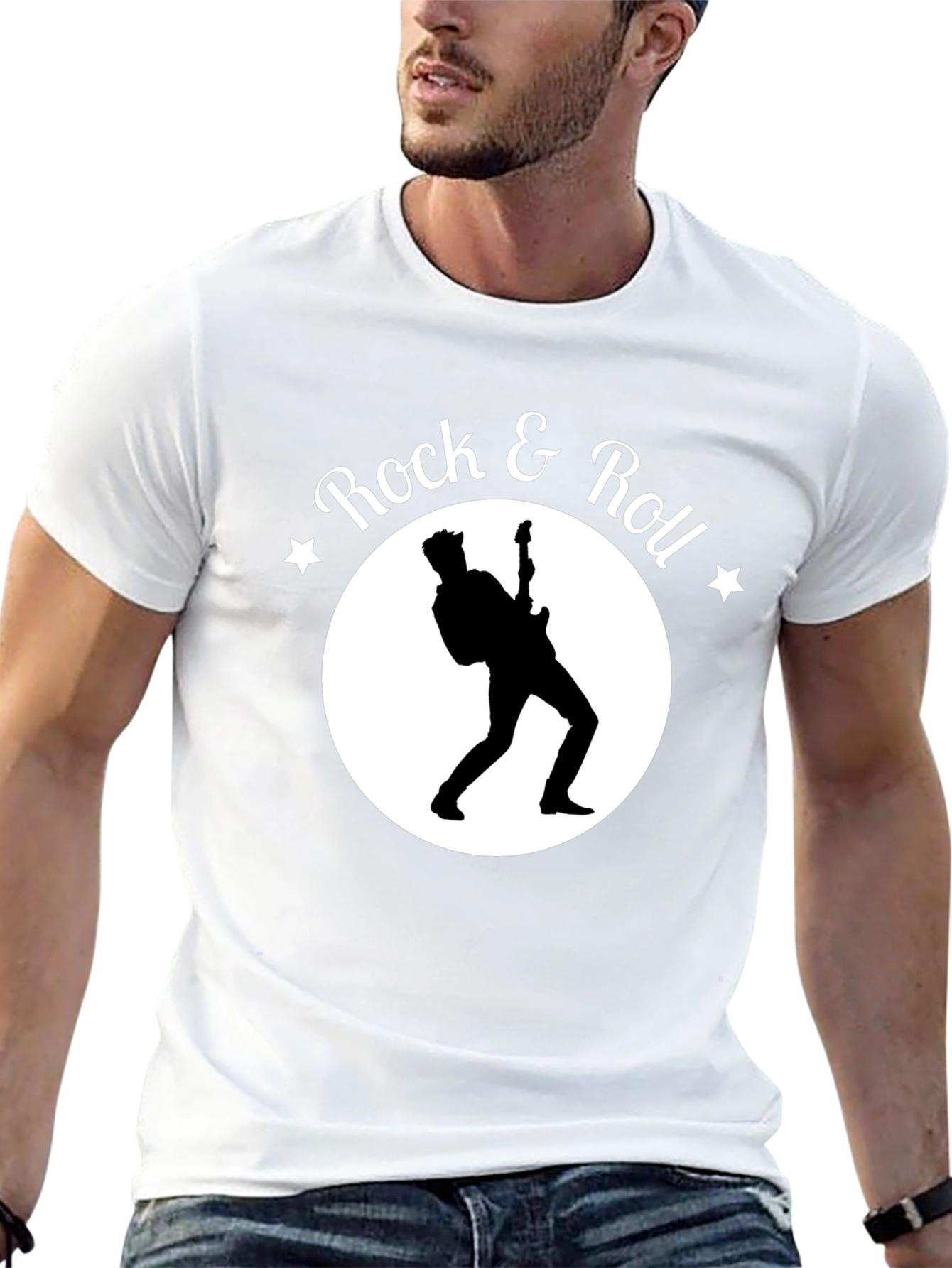 Rock & Roll Guitarist Graphic Black T-Shirt
